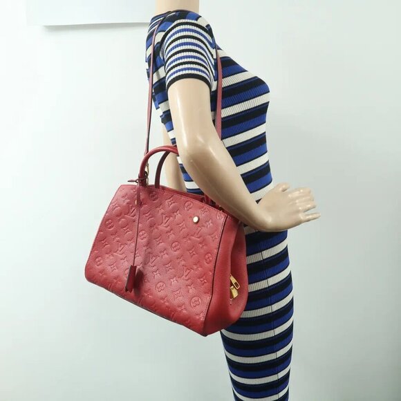 Louis Vuitton Montaigne MM Red Monogram Leather Satchel 1434-010525 - Picture 12 of 12